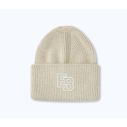 RIBBED BEANIE -  BEIGE (beige patch)